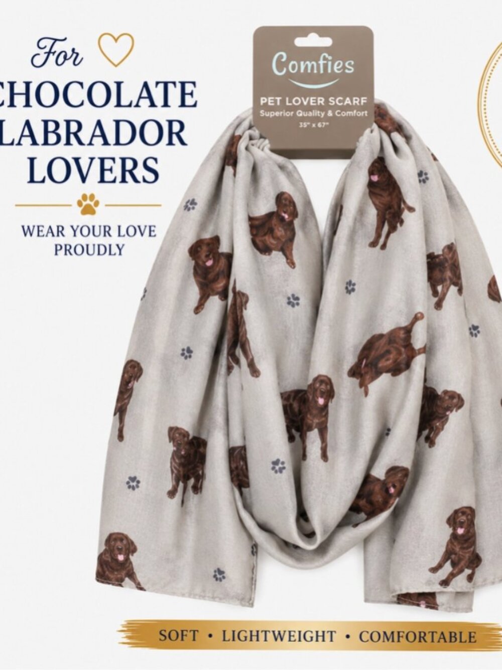Labrador, Chocolate, Pet Lover Scarf 35x67